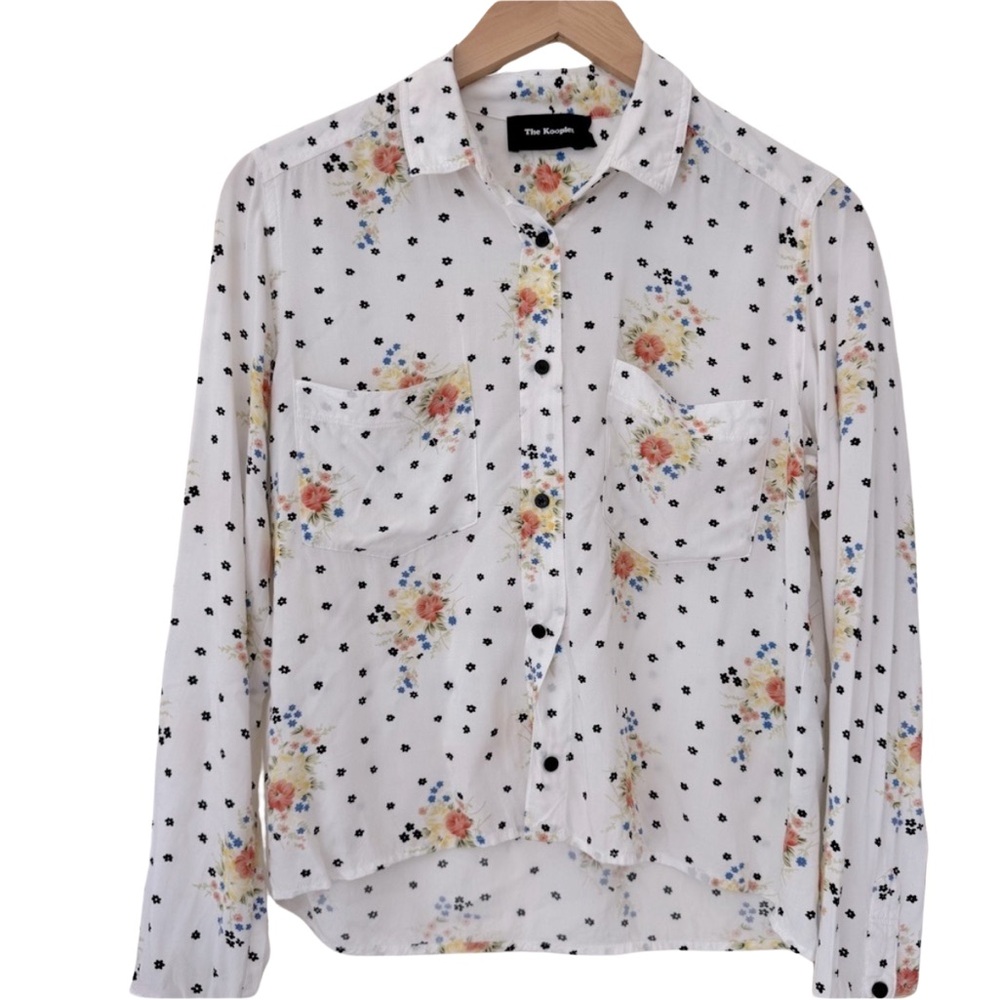 The Kooples White Floral Button Down Shirt XS